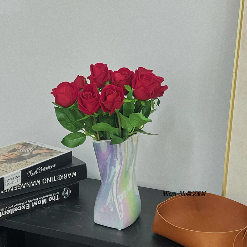 红色玫瑰假花仿真花餐桌花电视柜茶几玄关摆件家居装饰摆设