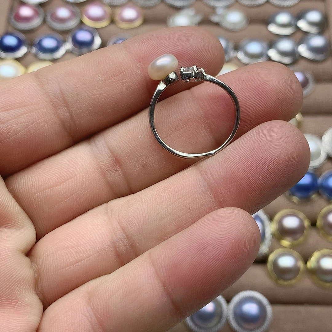 淡水珍珠银S925镶嵌戒指12