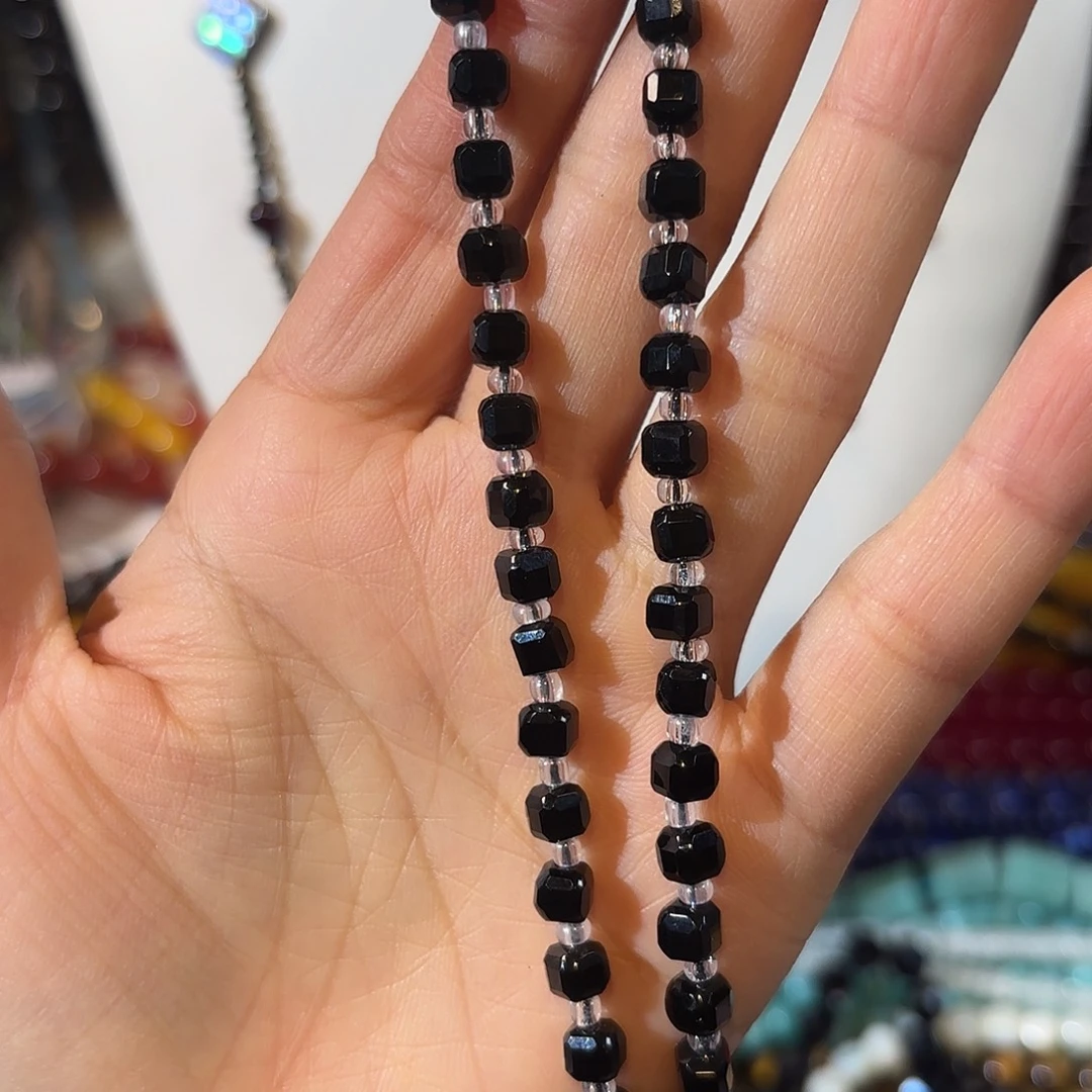 玛瑙/玉髓未镶嵌珠宝半成品黑玛瑙方糖卡5+一天