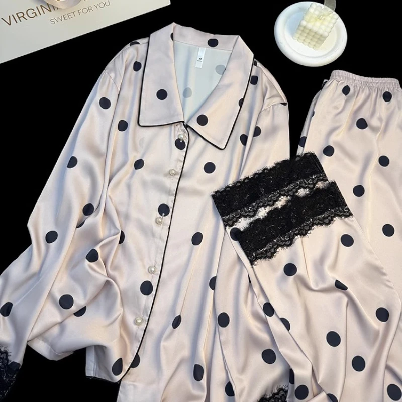 睡衣女款爆款2025新款春秋季家居服甜美休闲蕾丝花边性感宽松套装