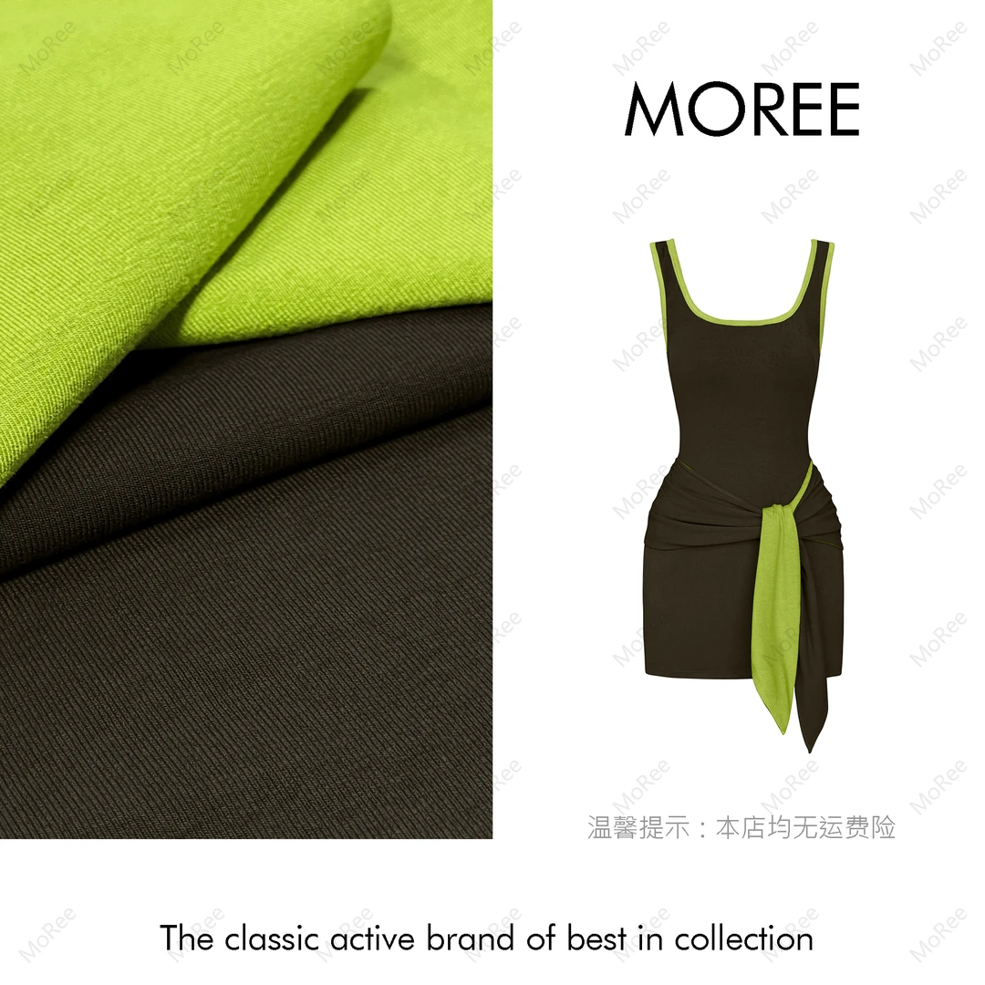 【MOREE】Madagascar买手店高级感拼色连衣裙-F8373