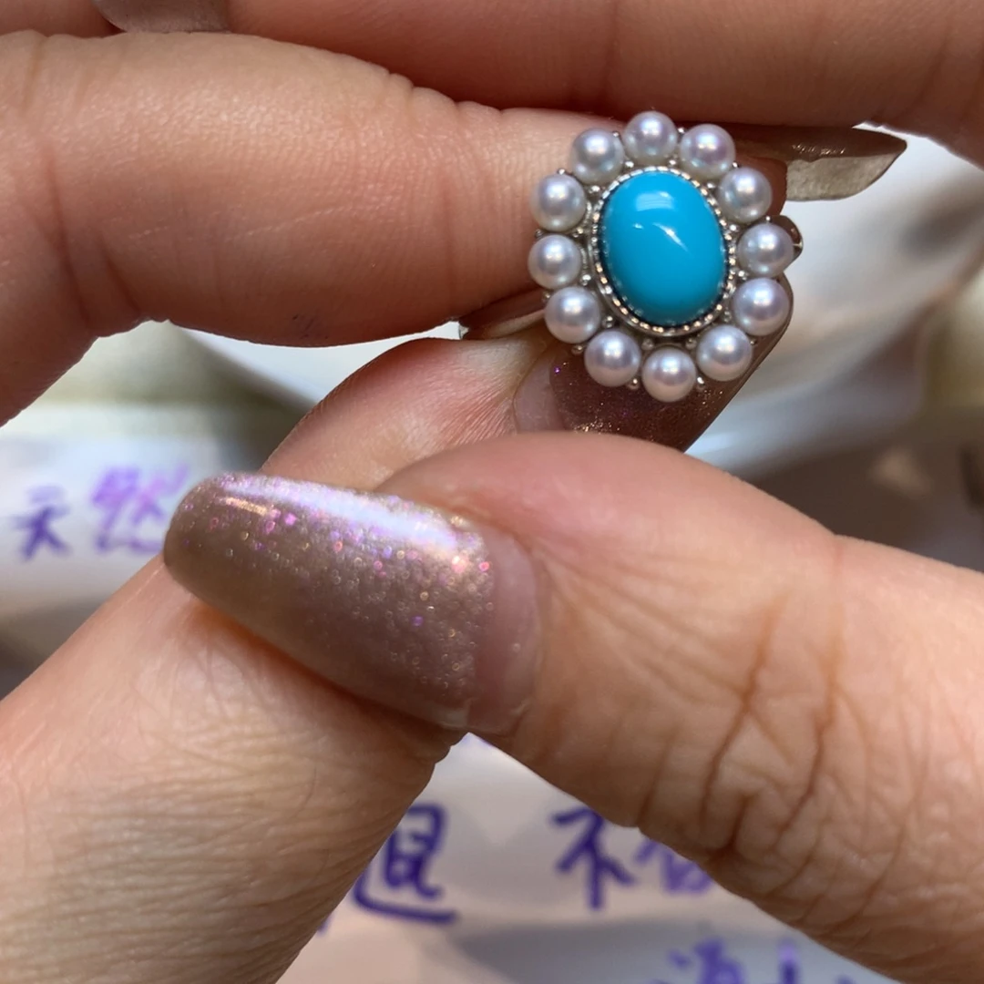 绿松石银S925镶嵌戒指