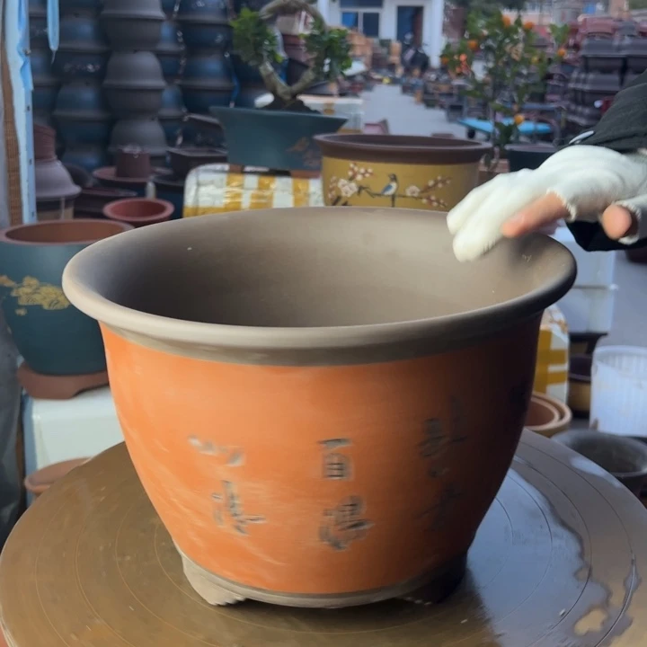 紫砂龙凤呈祥中红 口径30×20