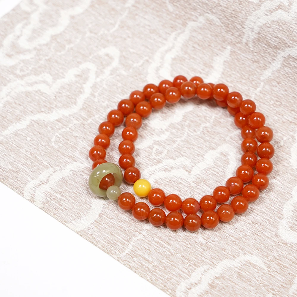 天然川料南红樱桃红双圈轻奢高级感手串QF-B84（多样性发一）