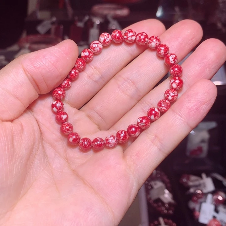 天然辰砂原矿卡6手串