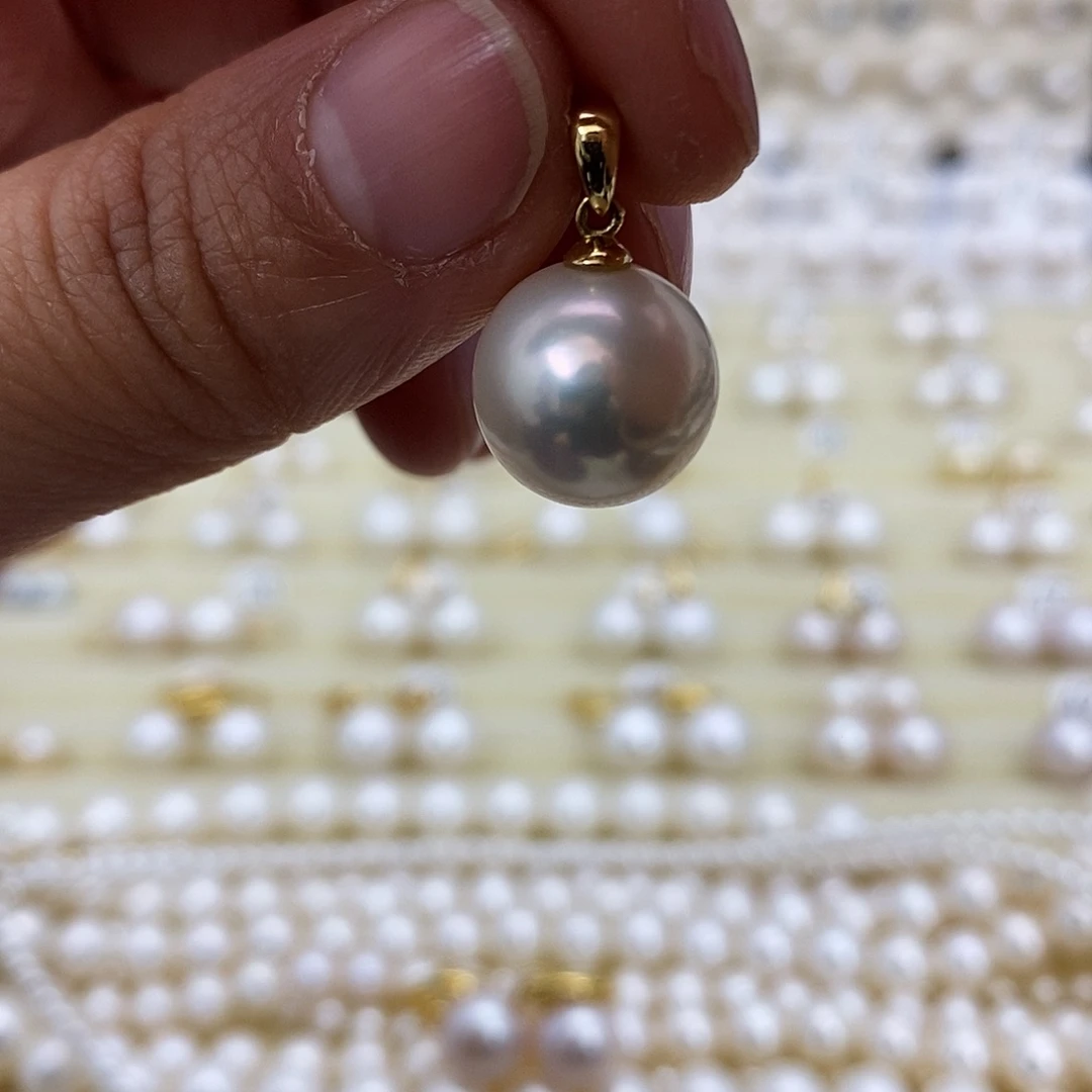 淡水珍珠吊坠(不含链)18K金镶嵌