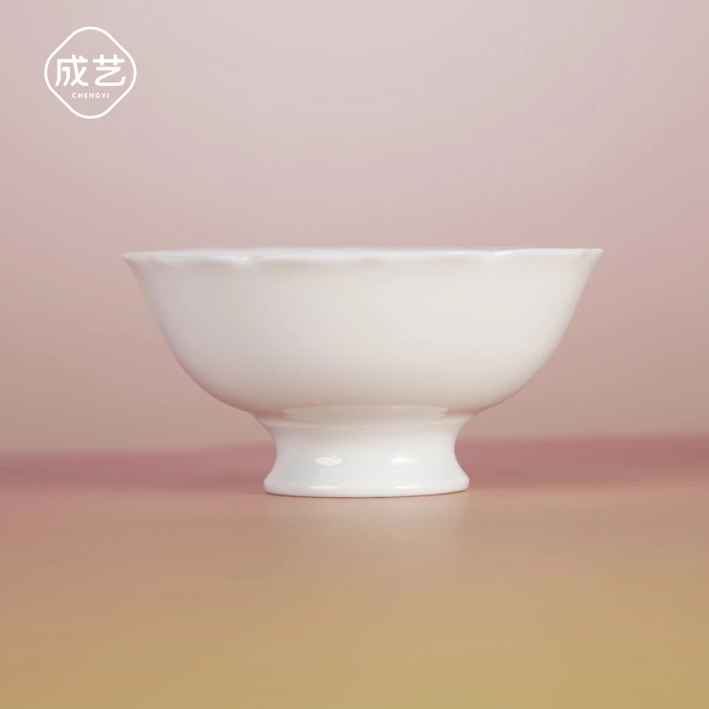 描金香蜡轻奢白瓷元宝花瓣品杯高档香蜡香薰专用杯功夫简约中式