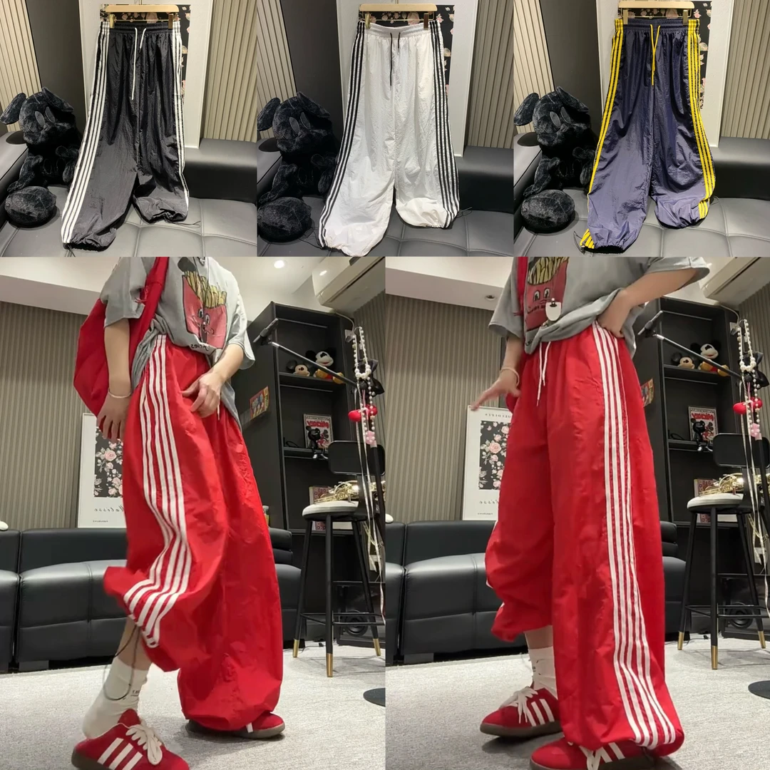 （老三）韩版经典五条织带直筒裤百搭显瘦休闲运动裤拖地裤束脚裤