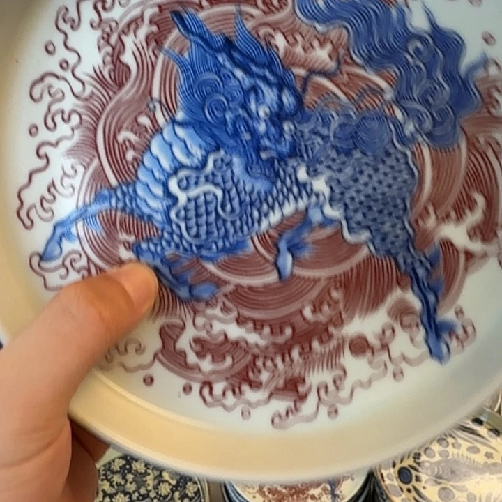 瓷片景德镇麒麟踏浪大壶承
