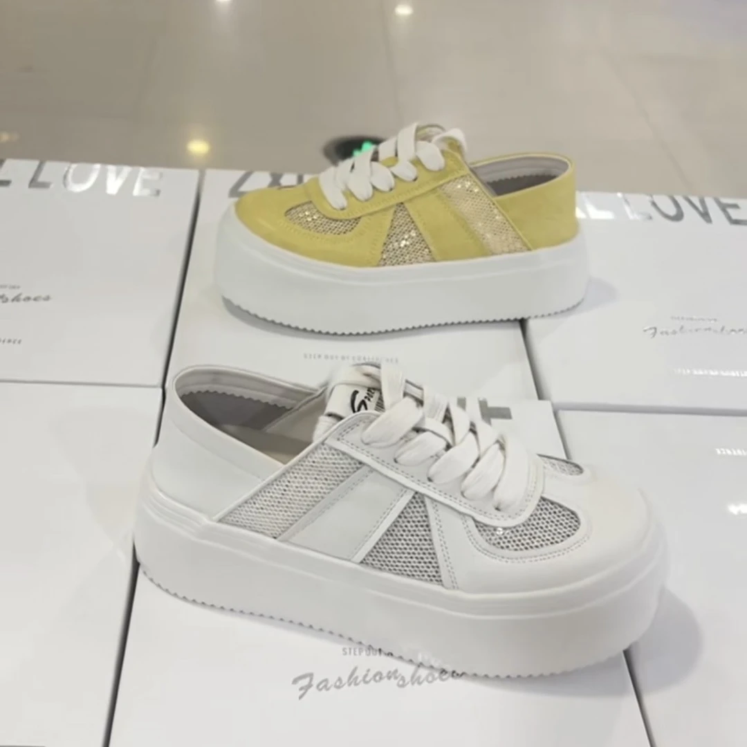 诗涵家 真皮单网厚底板鞋50736