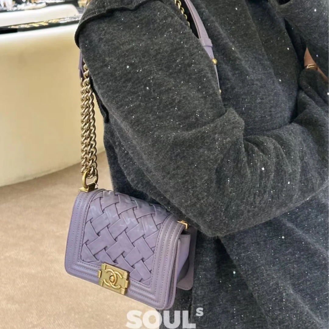 95新 Chanel/香奈儿 香芋紫 牛皮 leboy mini单肩包/611551492