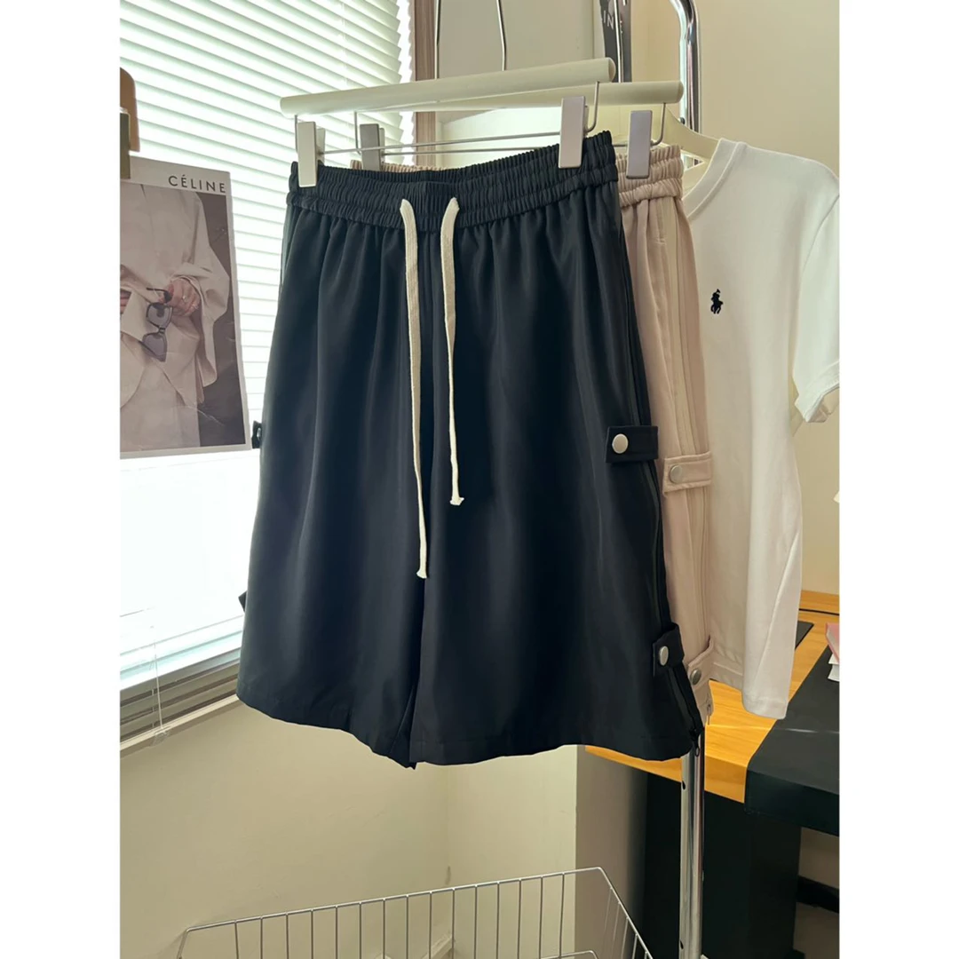 Q75工装短裤女美式中裤夏季薄款高腰宽松男友风速干阔腿五分裤潮