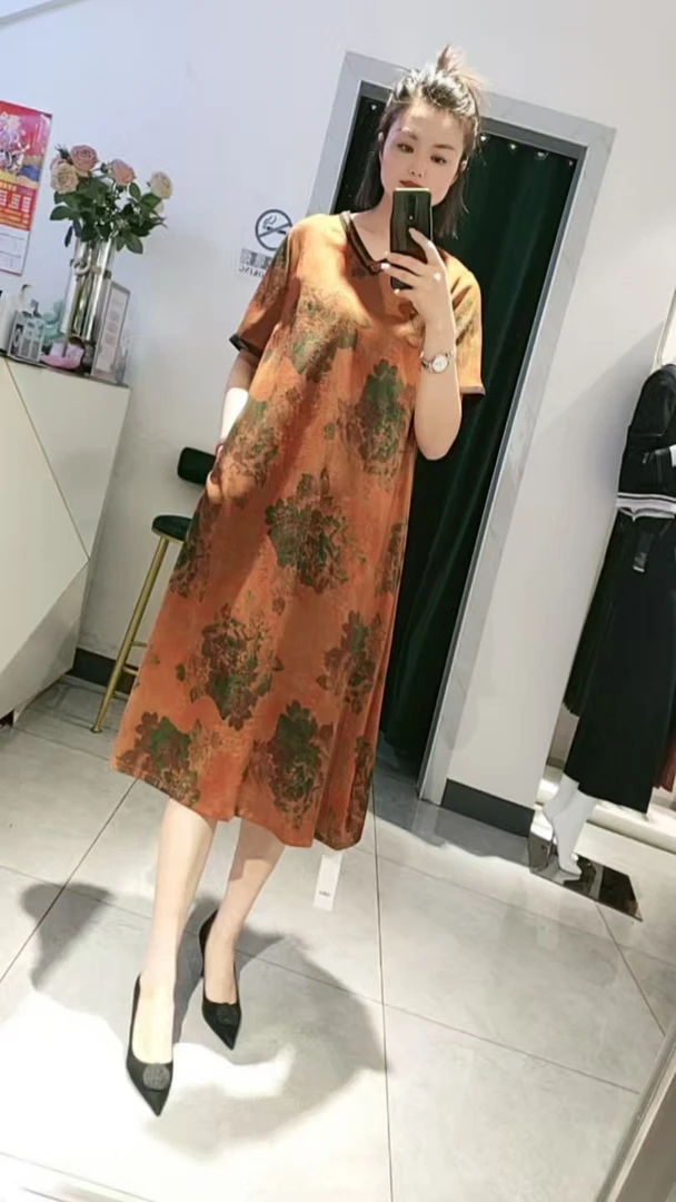 香云纱连衣裙复古设计桑蚕丝过膝气质女装