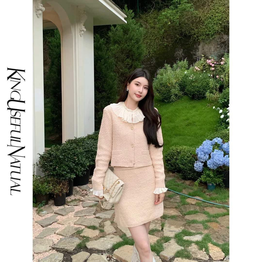 KUN【灵感rose】利落温柔风 法式针织小香风金丝线轻奢显瘦短裙套装