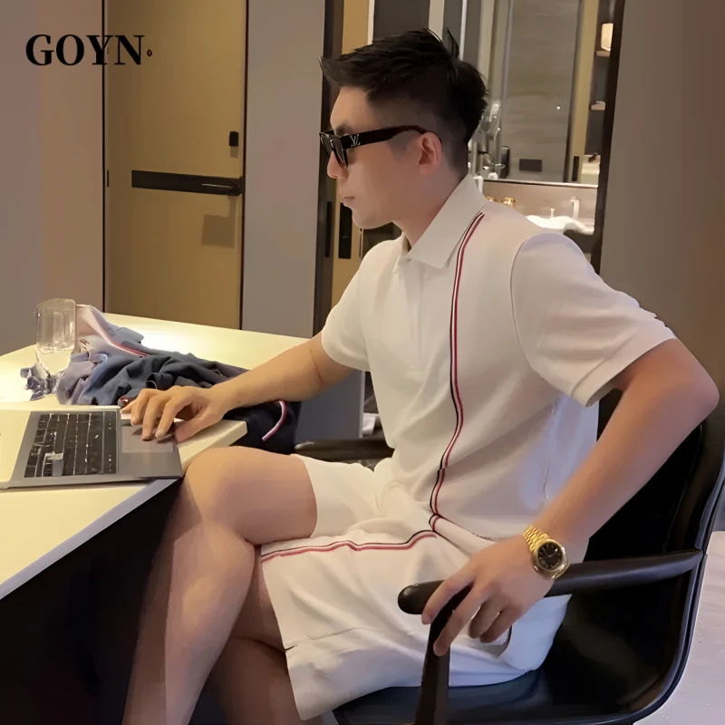 GOYN男装夏季新款短袖短裤潮流男士两件套高级感百搭休闲运动套装