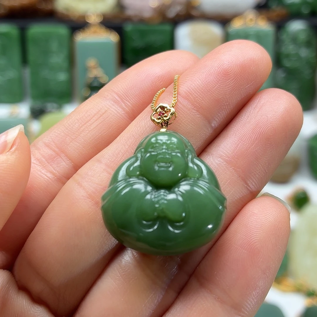 和田玉18K金镶嵌颈饰