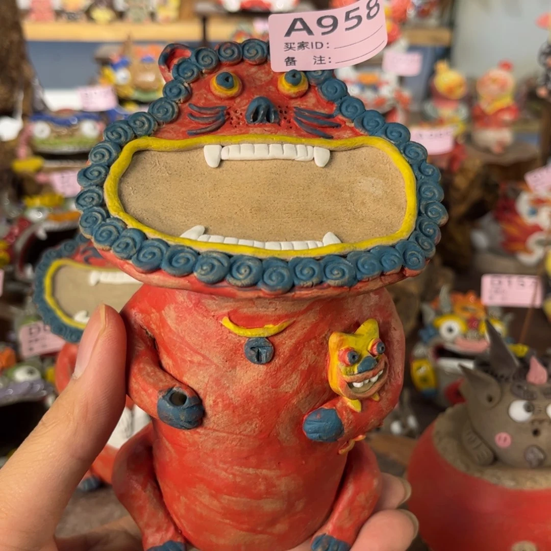 泥塑米*纯手工茶宠摆件