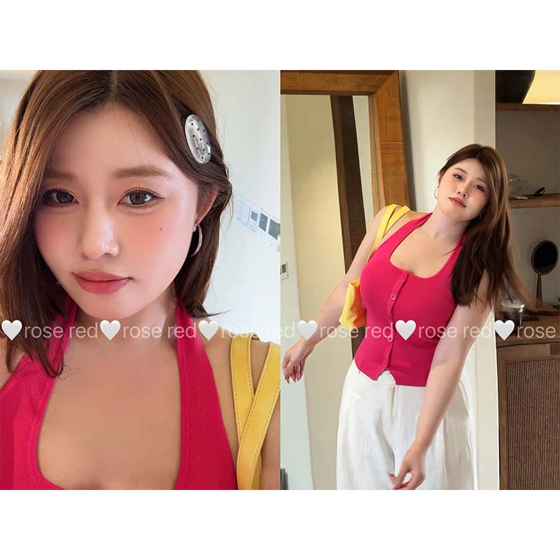 DMcc【大蜜】甜辣妹多巴胺微胖mm小心机挂脖吊带小背心绝美吊带上衣