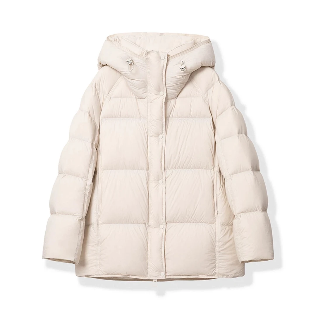 【真90鹅绒】服冬季新款韩版时尚百搭一手长简约休闲连帽宽松003