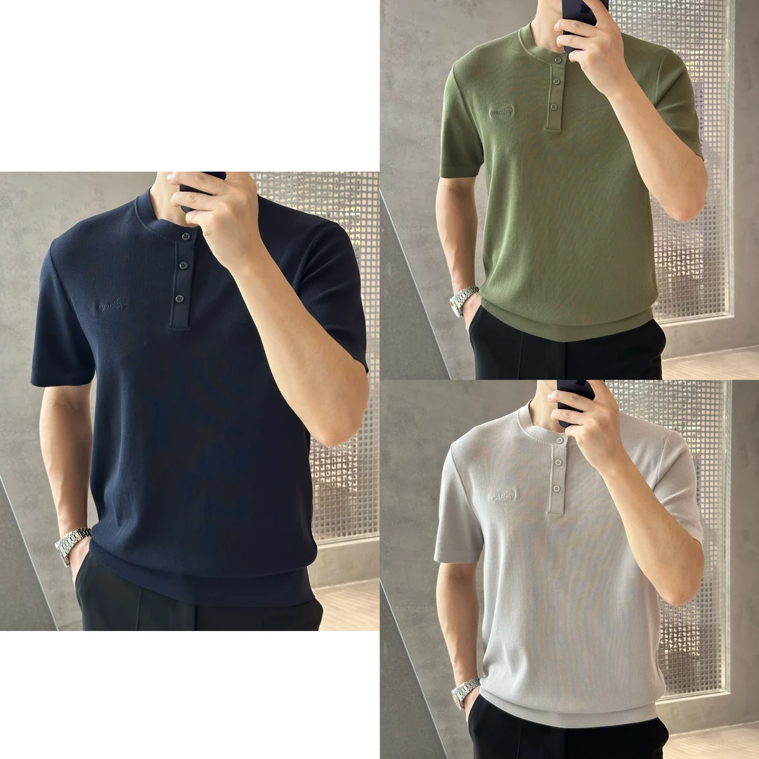 BLANDOO “福利款”  男士简约百搭普莱纱亨利领针织衫670