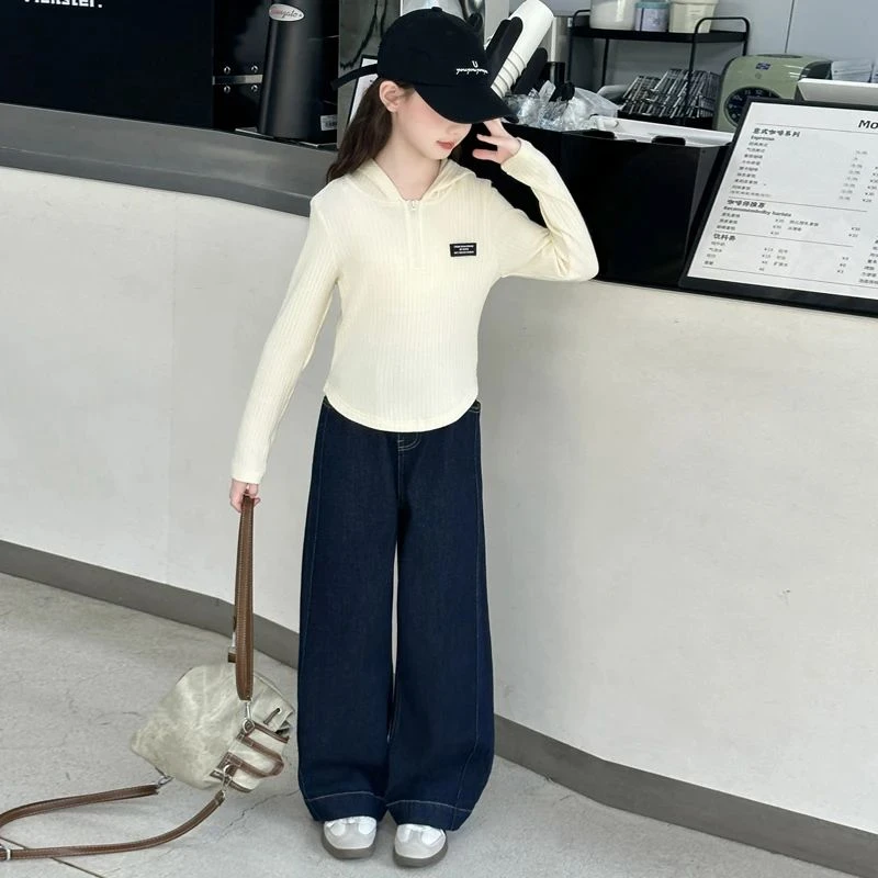女童秋季连帽卫衣打底衫套装2025新款女大童洋气时髦儿童休闲秋装