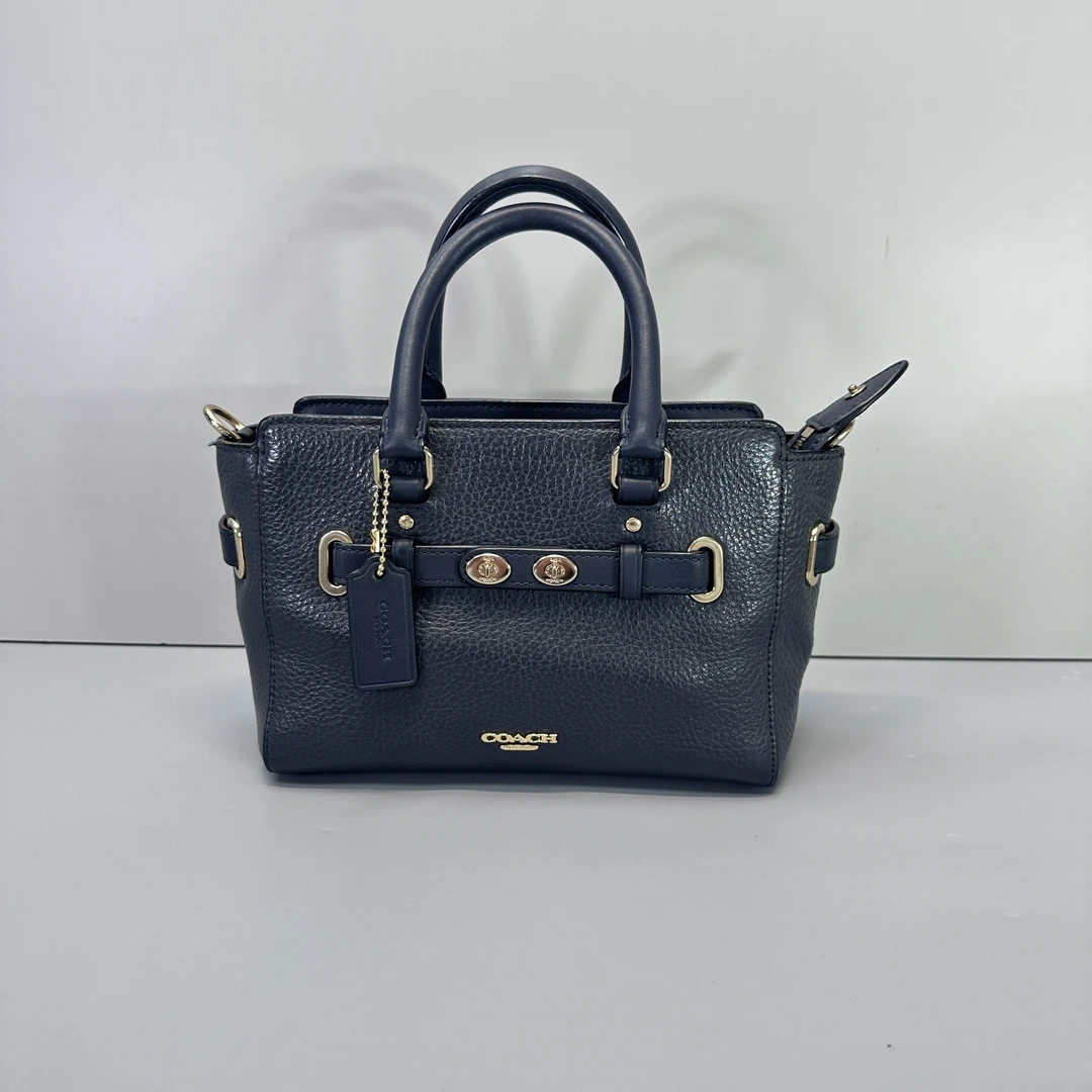 90新 COACH/蔻驰 blake深蓝色小号手提包20x15x10cmM010804