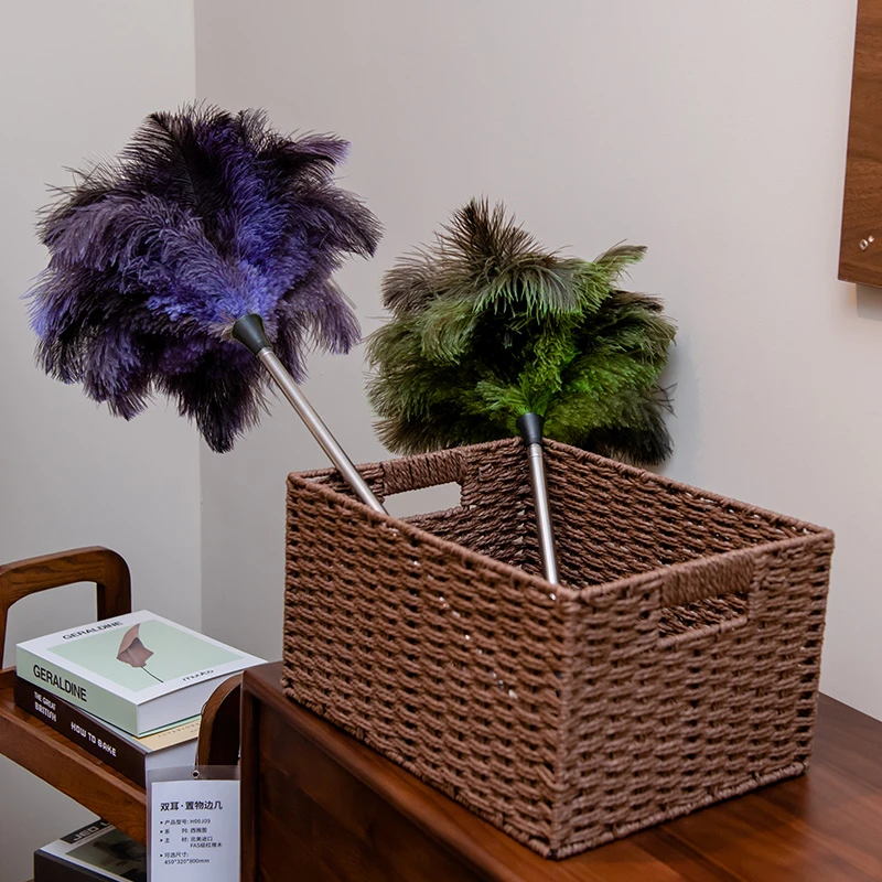 掸尘迎新鸵鸟毛鸡毛掸子除尘家用可水洗伸缩打扫宋式居家驼毛掸子