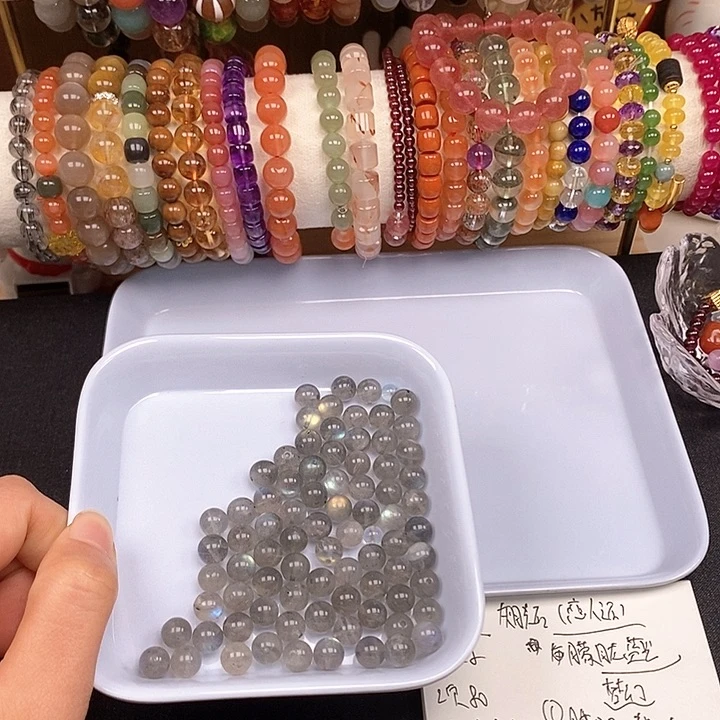 未镶嵌卡7.5灰月光石50个玛瑙/玉髓