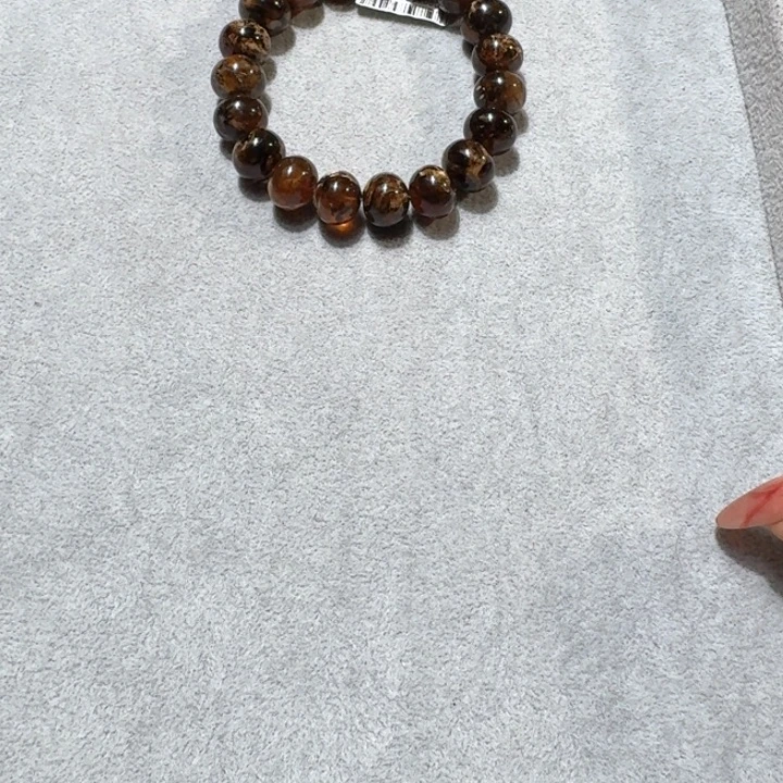 怡***姥琥珀未镶嵌手链抚顺琥珀 黑花花珀 13m