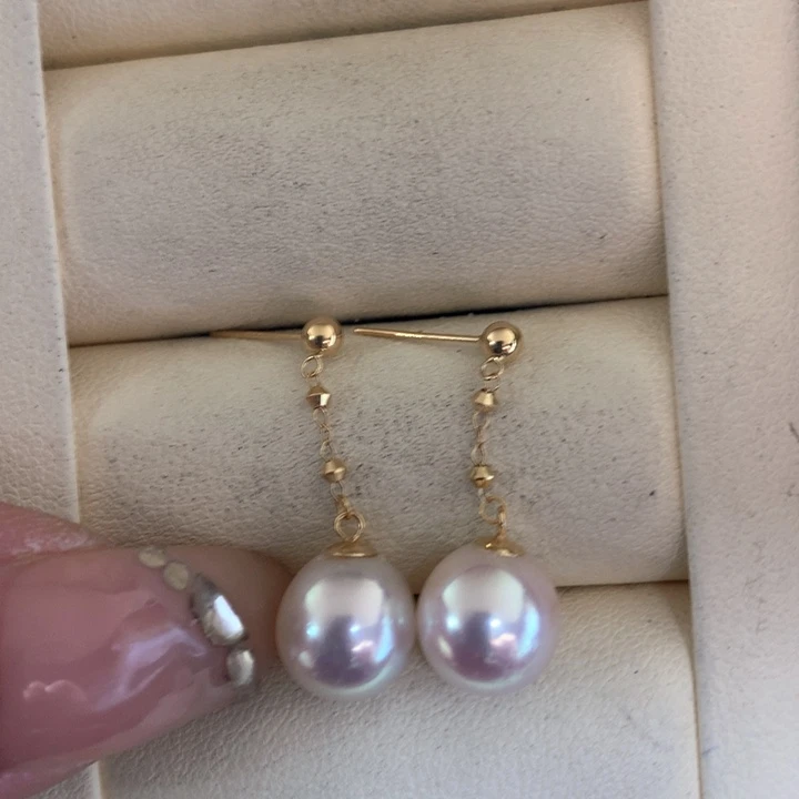 18K金镶嵌耳饰海水珍珠