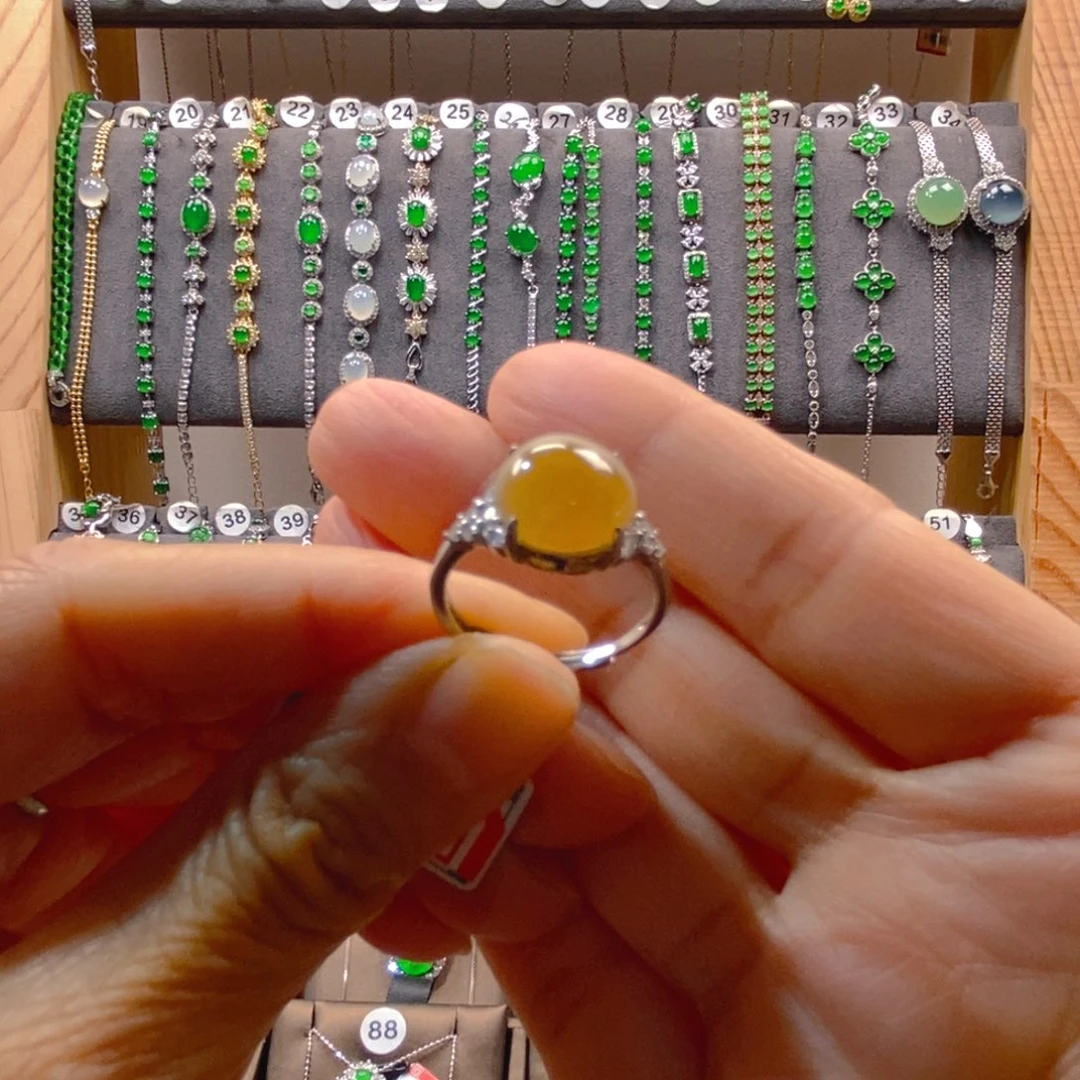 颈饰银S925镶嵌翡翠翡翠戒指