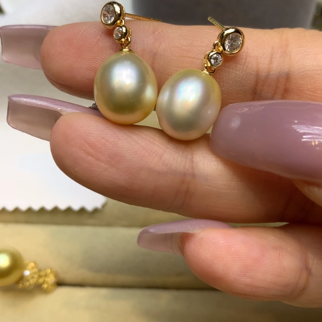 银S925镶嵌耳饰海水珍珠