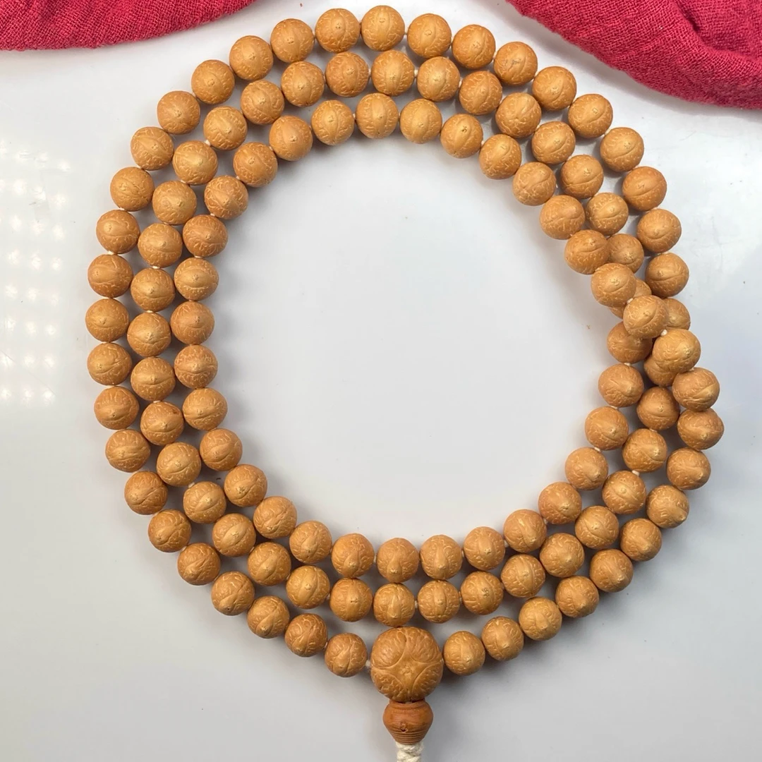 25年新籽尼泊尔10.5mm凤眼菩提108颗念珠姜黄皮