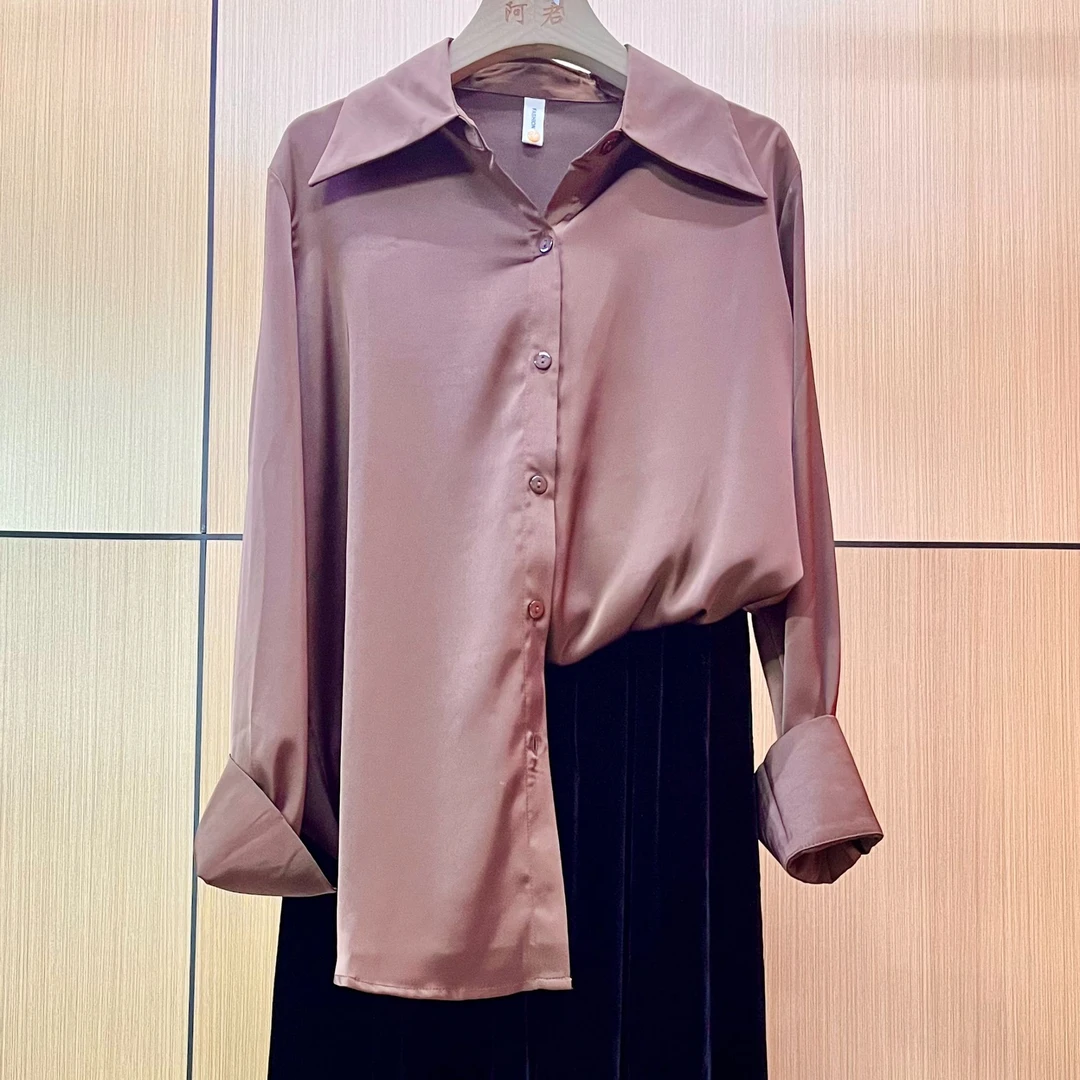2025春夏新款纯色翻领宽松版衬衣