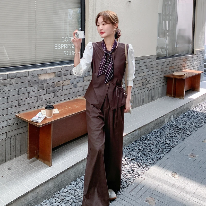 通勤风秋季套装女2025新款高级感气质小个子显瘦减龄长裤两件套女