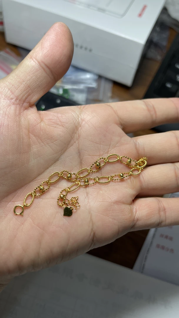 18k金手链百搭款真金18k时尚女士金色素链精美