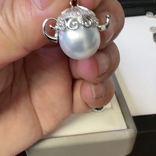 海水珍珠吊坠(不含链)银S925镶嵌
