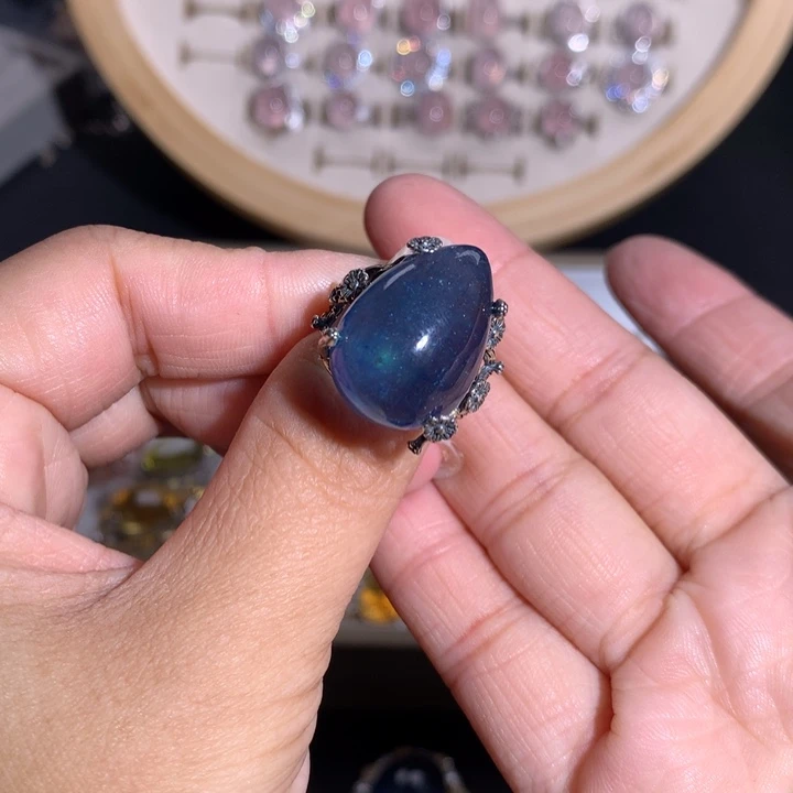 【闪购商品】水晶戒指银S925镶嵌蝶*戒指