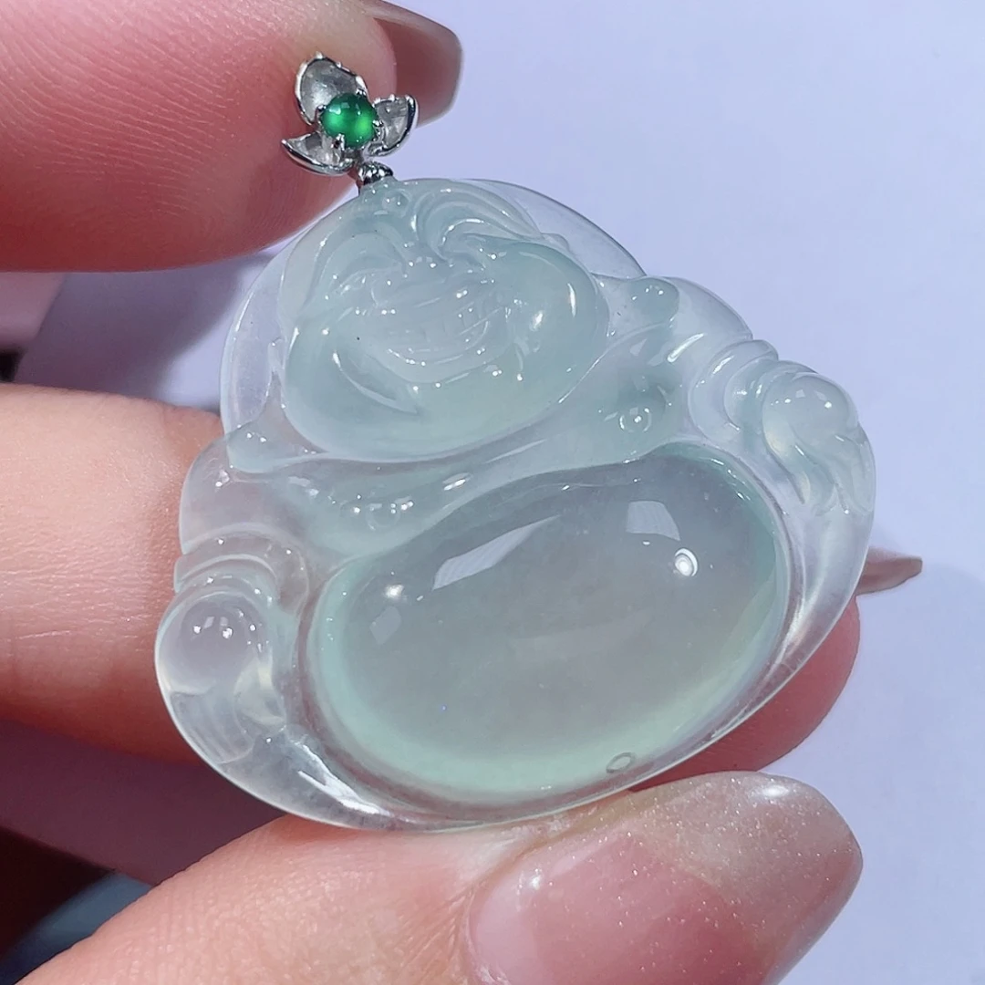 翡翠18K金镶嵌颈饰佛公