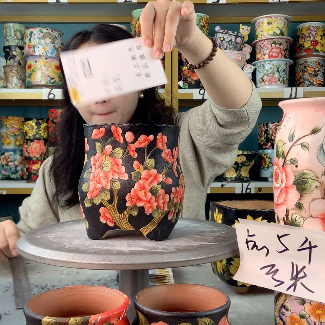 琴***子陶景德镇手工花盆522