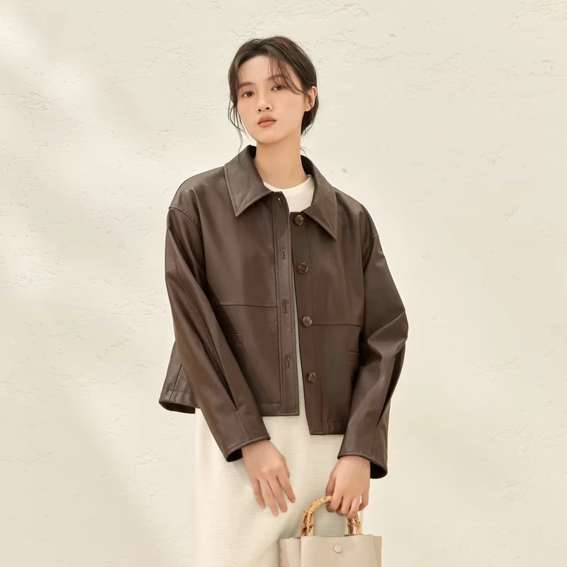 外套女简约随性优雅百搭酷飒小个子皮外套311039 W