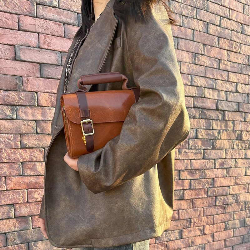 手工皮包真皮女士剑桥包时尚百搭潮流单肩包休闲英伦手提单肩包