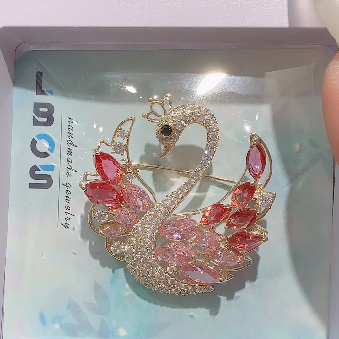 锆石铜合金925银胸针