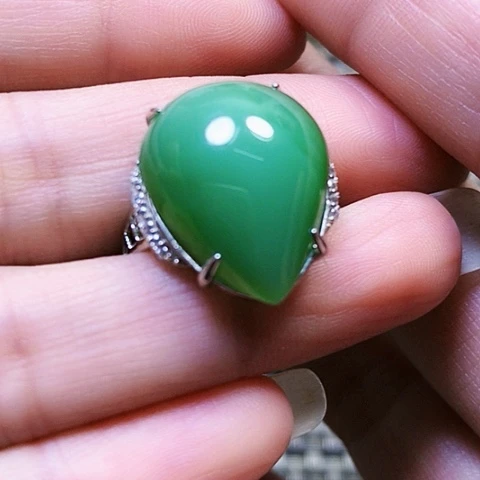 和田玉银S925镶嵌戒指