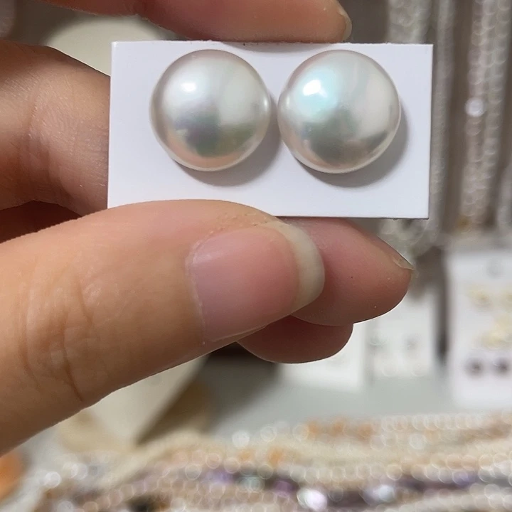合金淡水珍珠耳饰12-13mm