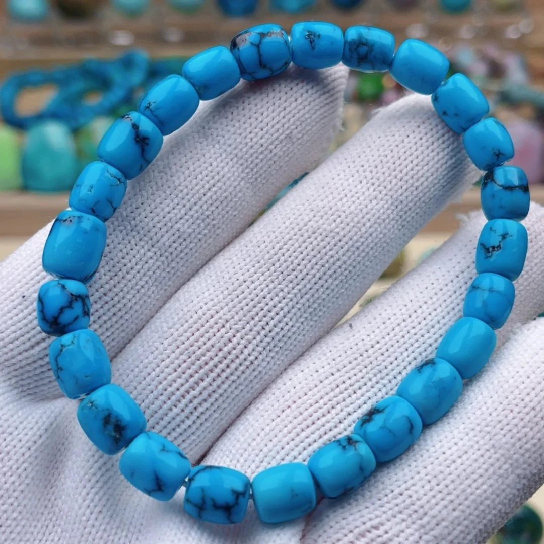 【先鉴后发】湖北十堰原矿绿松石高瓷蓝高装直切收串蓝色时尚百搭
