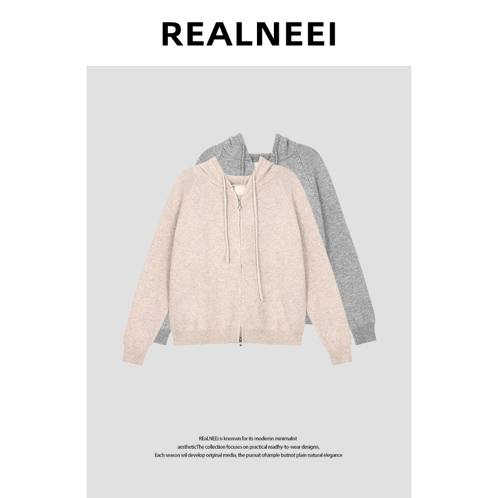 【贝加尔湖】“Y毛衣”高品设计感拉链连帽慵懒保暖毛衣X2412273