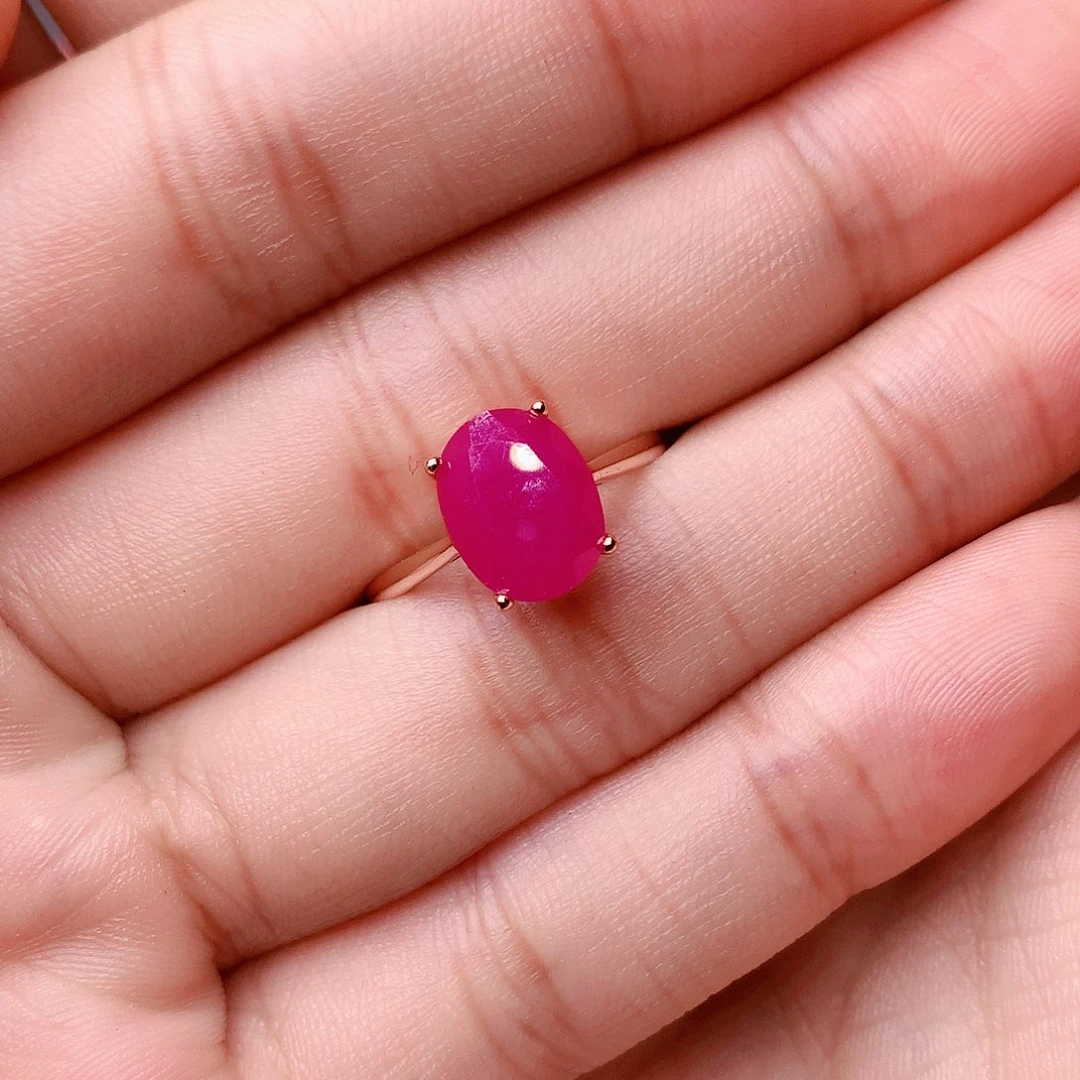 红宝石戒指银S925镶嵌