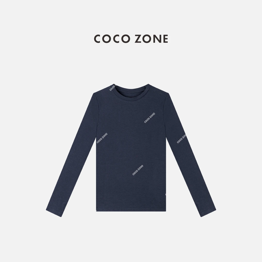 COCO ZONE 刘一一【100棉】简约纯色圆领休闲长袖T恤CC1C1868