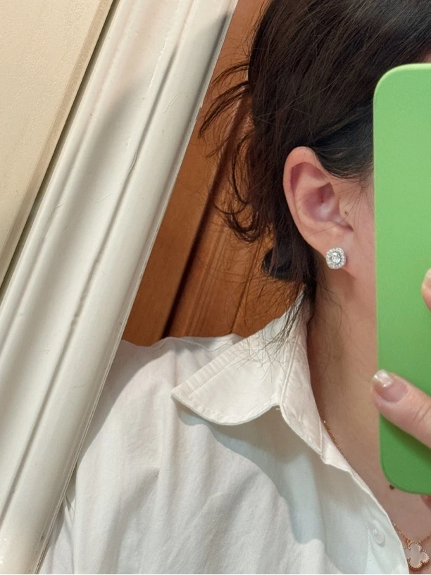 铜合金耳饰 怦然心动～超闪方糖通勤百搭气质优雅时尚耳钉